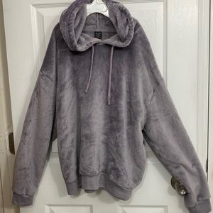 Fuzzy purple hoodie